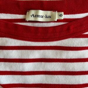 Iconic French-made Armor Lux Breton Boatneck Red Striped Top | Size 6